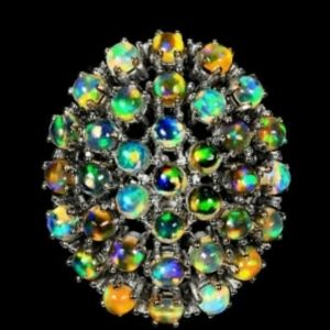 Genuine Opal Cluster Ring W5